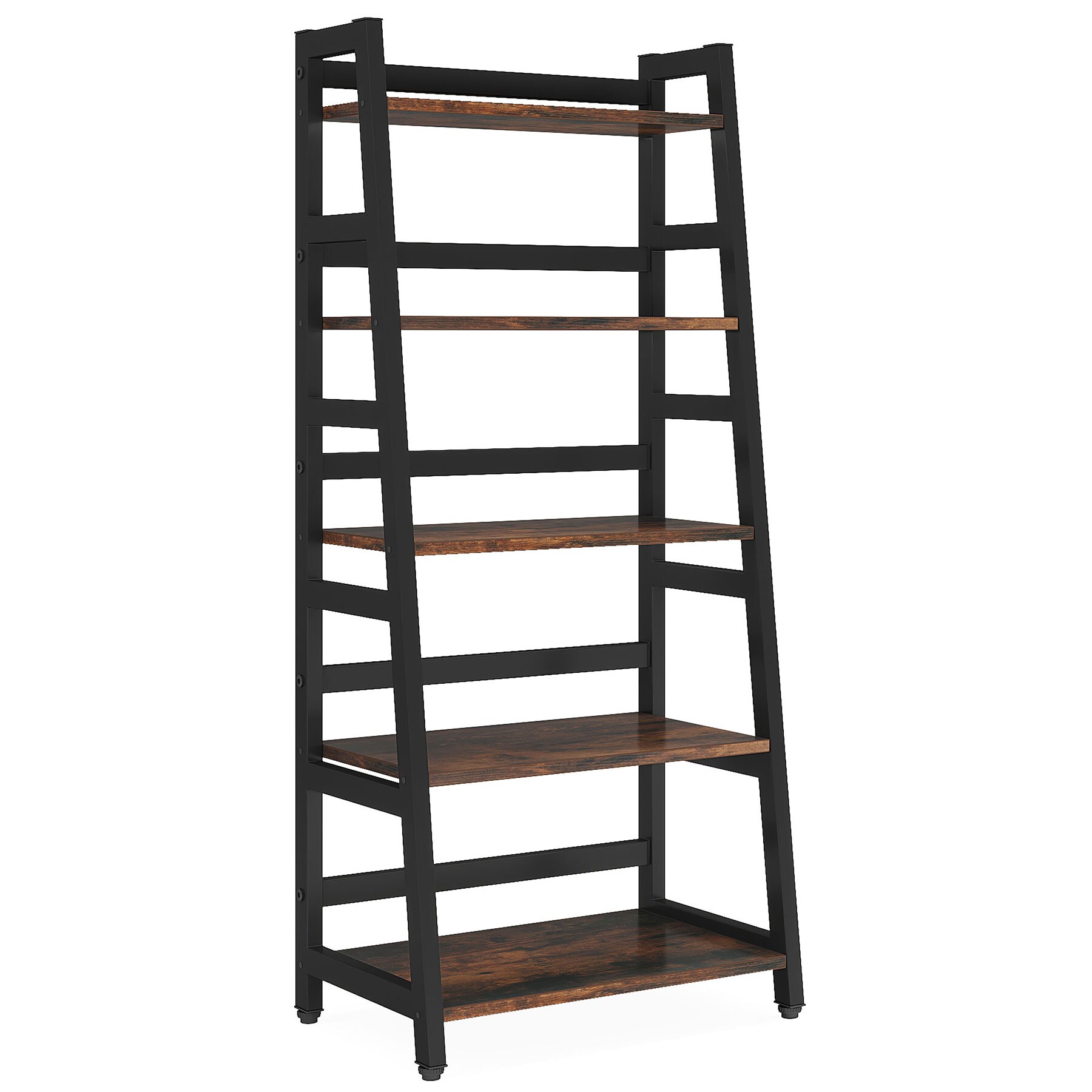 5-Tier Bookshelf, Ladder Bookcase Etagere Storage Shelf_voghion.com